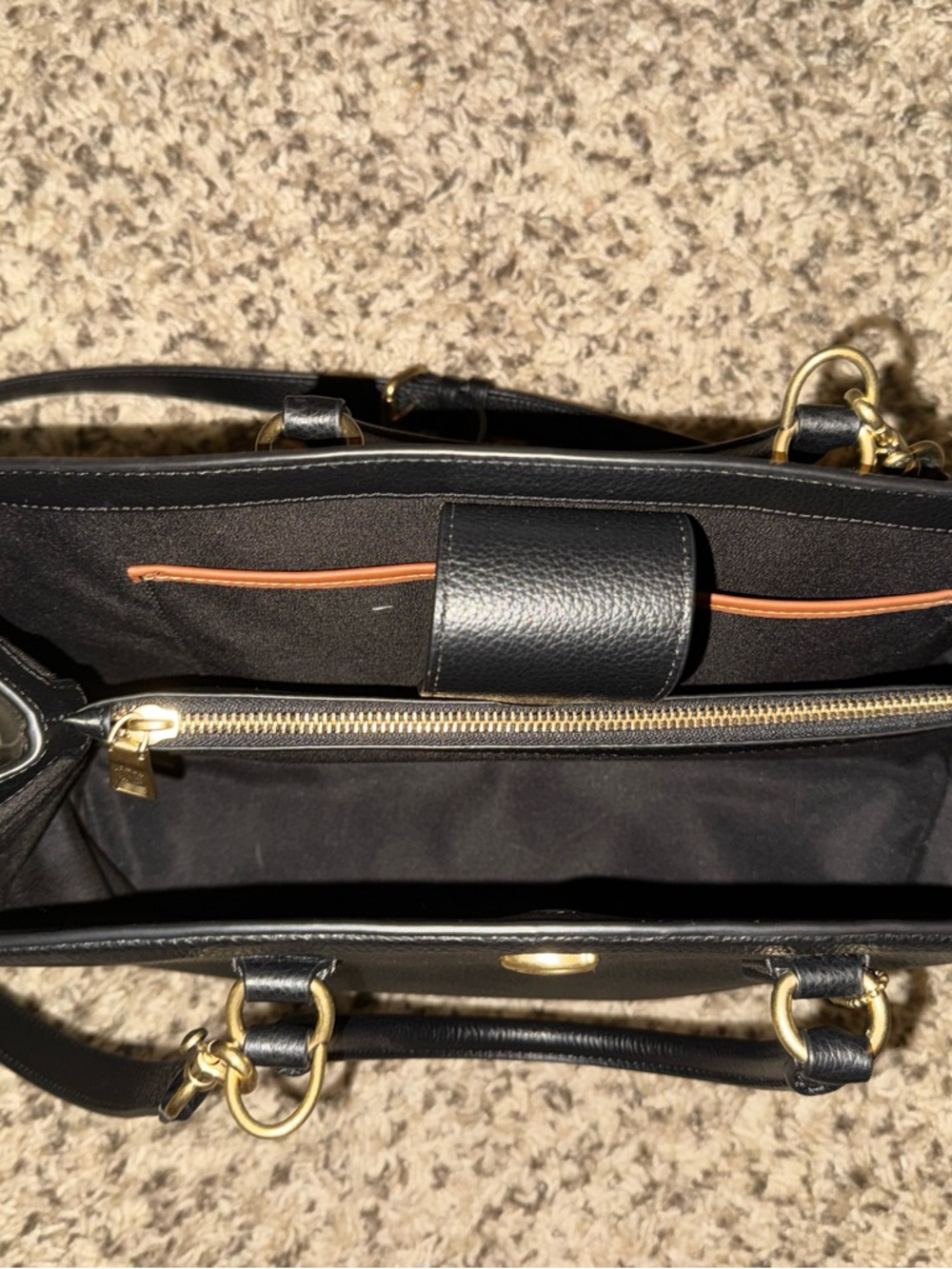 Coach Black Pebbled Large Leather Bag with Gold Hardware - Picture 2 of 5